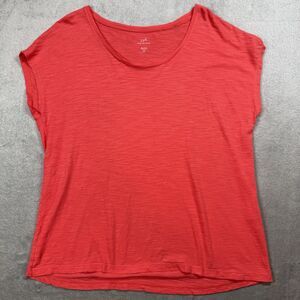 J. Jill Scoop Neck Slub Tee Women’s Medium Petite Red Cotton Short Sleeve Casual